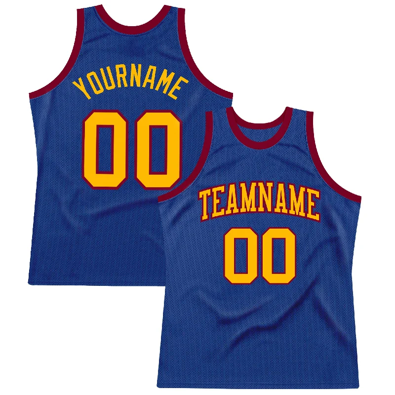 Basketball Jersey With Anti-Slip Grip-Custom Royal Gold-Maroon Authentic Throwback Basketball Jersey