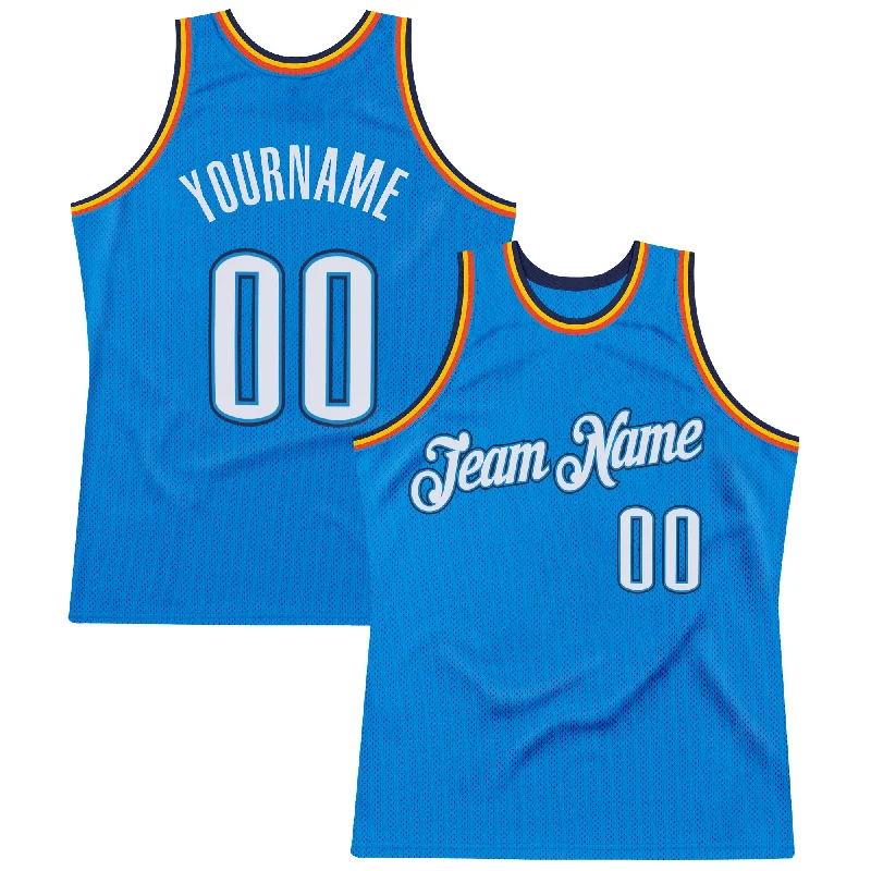 Basketball Jersey For Away Matches-Custom Blue White-Navy Authentic Throwback Basketball Jersey