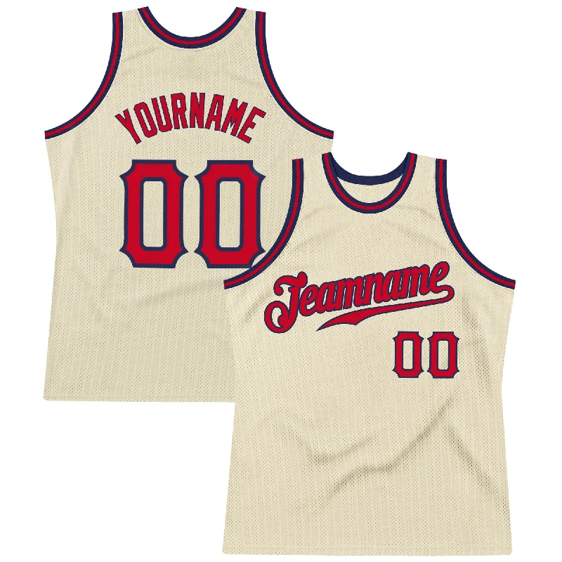 Basketball Jersey With Group Discounts-Custom Cream Red-Navy Authentic Throwback Basketball Jersey