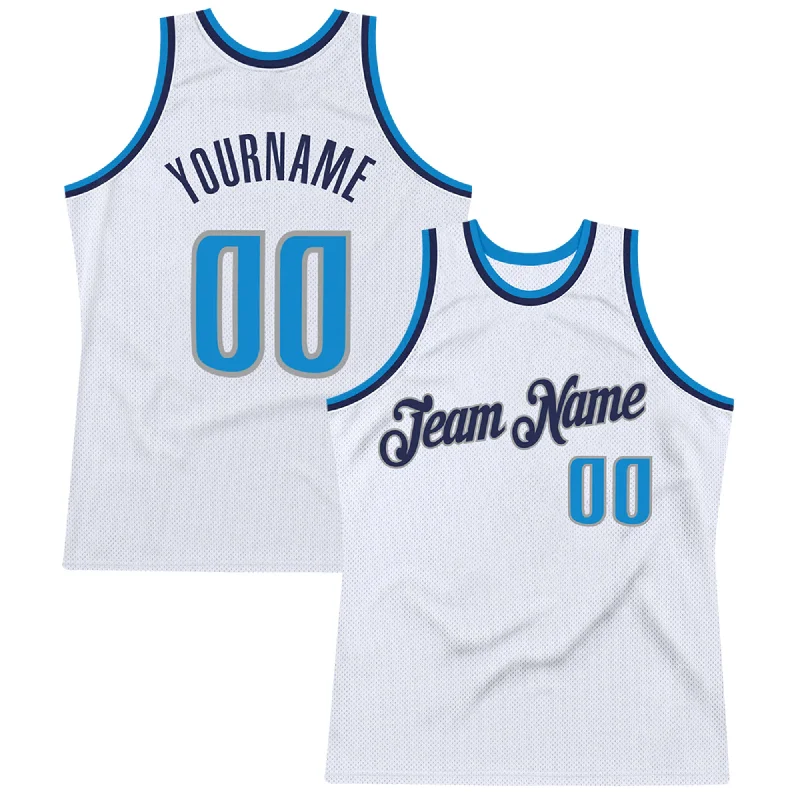 Basketball Jersey With Fast Delivery-Custom White Blue-Navy Authentic Throwback Basketball Jersey