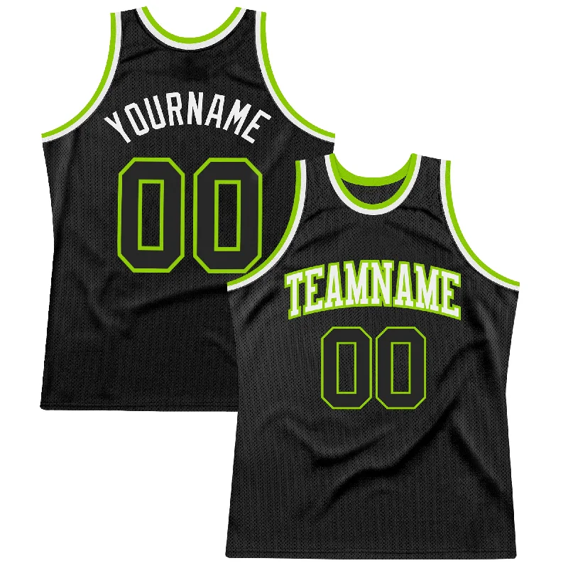 Basketball Jersey For NBA Fans-Custom Black Neon Green-White Authentic Throwback Basketball Jersey