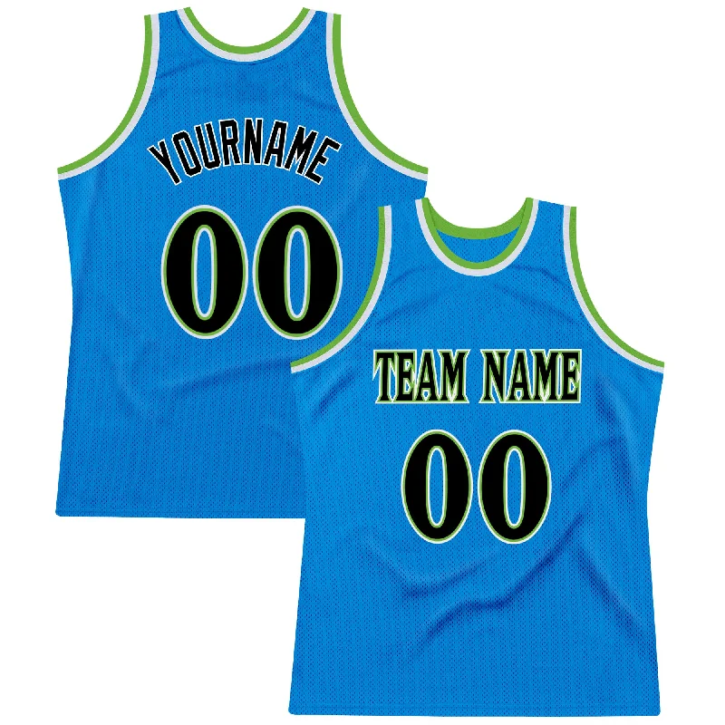 Basketball Jersey With Fan Editions-Custom Blue Black-Neon Green Authentic Throwback Basketball Jersey