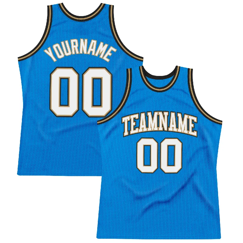 Basketball Jersey For Hot Weather-Custom Blue White-Old Gold Authentic Throwback Basketball Jersey