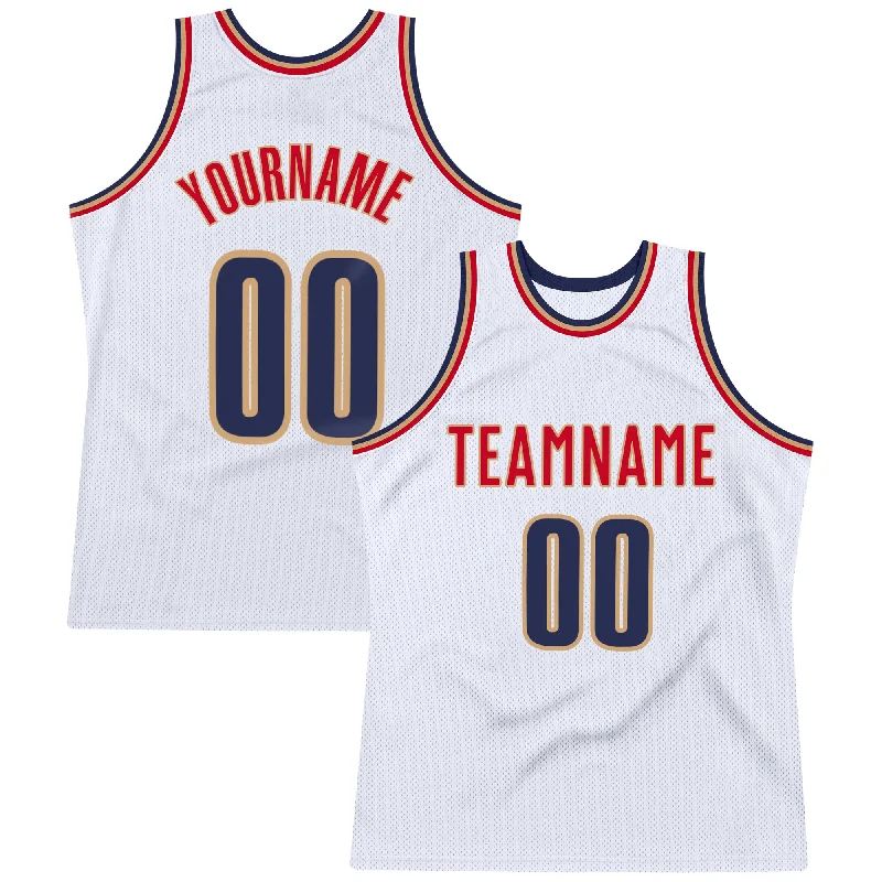 Basketball Jersey For Cyber Monday-Custom White Navy-Old Gold Authentic Throwback Basketball Jersey