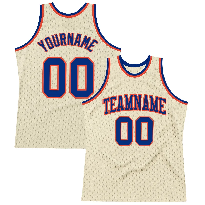 Basketball Jersey For Performance Wear-Custom Cream Royal-Orange Authentic Throwback Basketball Jersey