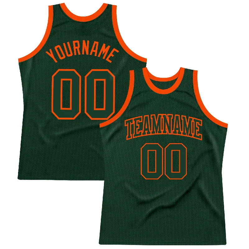 Basketball Jersey For Team Uniforms-Custom Hunter Green Green-Orange Authentic Throwback Basketball Jersey