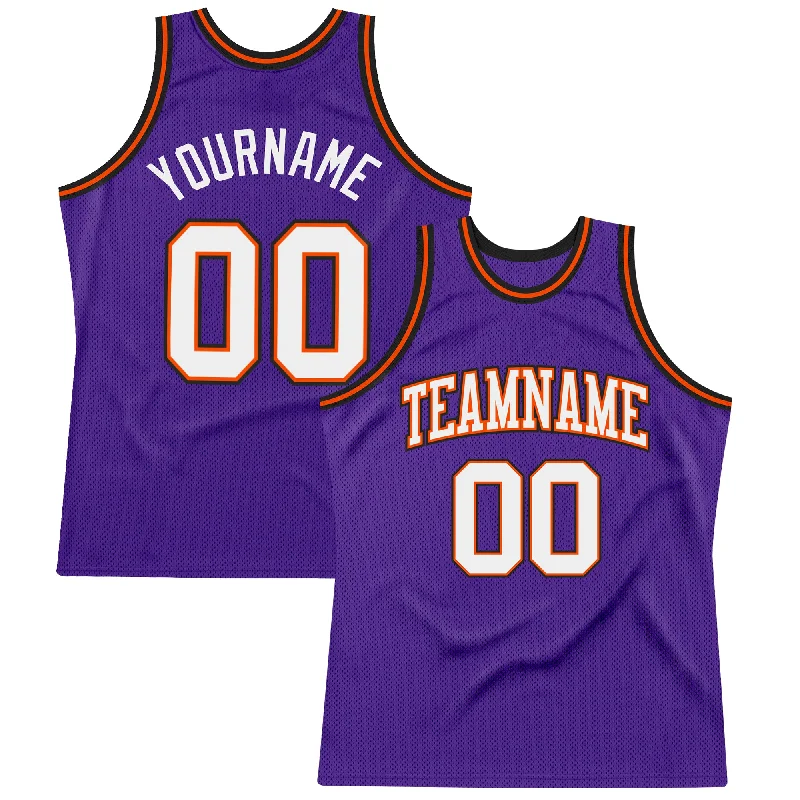 Basketball Jersey With Holiday Deals-Custom Purple White Orange-Black Authentic Throwback Basketball Jersey