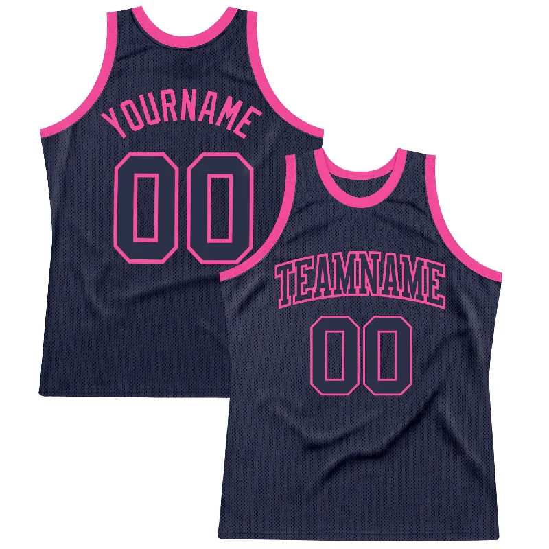 Basketball Jersey For Power Forwards-Custom Navy Navy-Pink Authentic Throwback Basketball Jersey