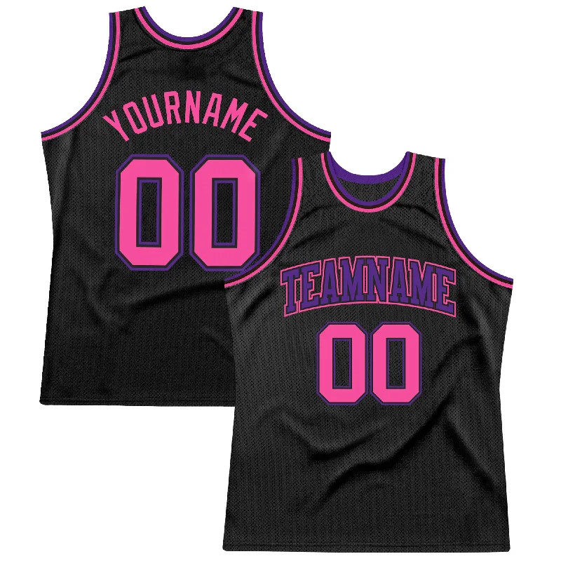 Basketball Jersey With Fan Favorites-Custom Black Pink-Purple Authentic Throwback Basketball Jersey