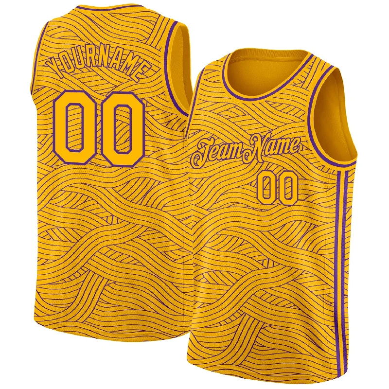 Basketball Jersey For Hall Of Fame-Custom Gold Purple Authentic City Edition Basketball Jersey