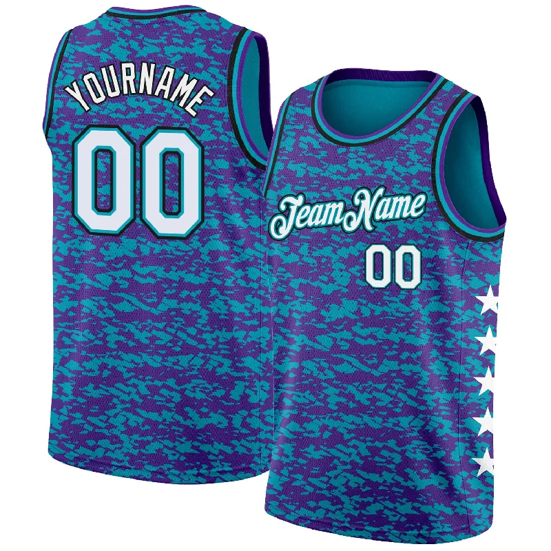 Basketball Jersey With Player Names-Custom Teal White Purple-Black Authentic City Edition Basketball Jersey