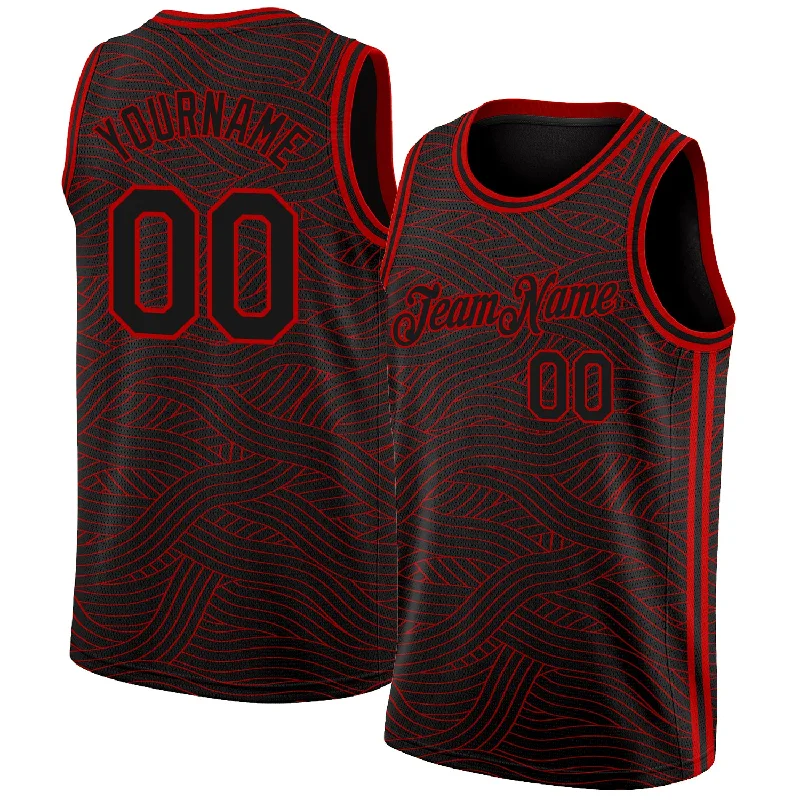 Basketball Jersey With Compact Fold-Custom Black Red Authentic City Edition Basketball Jersey