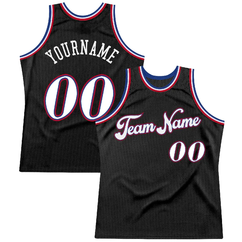 Basketball Jersey For Fashion Fans-Custom Black White-Red Authentic Throwback Basketball Jersey