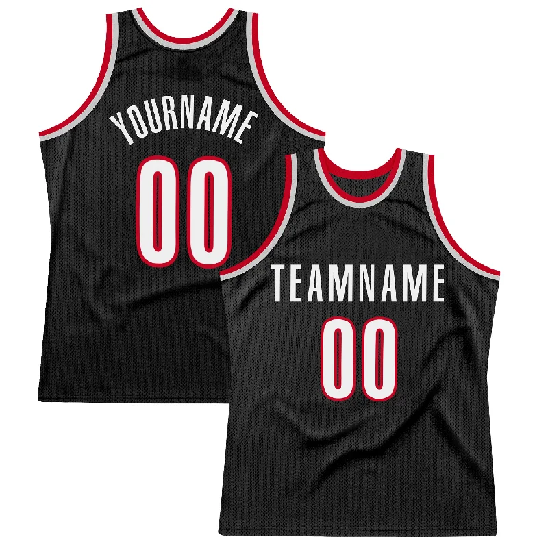 Basketball Jersey For Practice-Custom Black White-Red Authentic Throwback Basketball Jersey