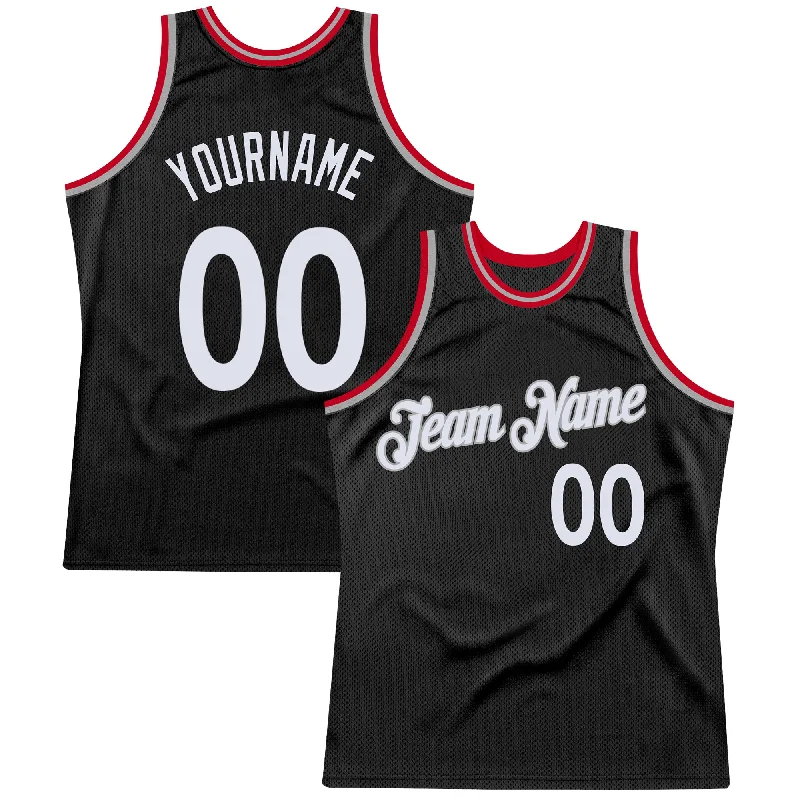 Basketball Jersey For Minimalist Fans-Custom Black White-Red Authentic Throwback Basketball Jersey