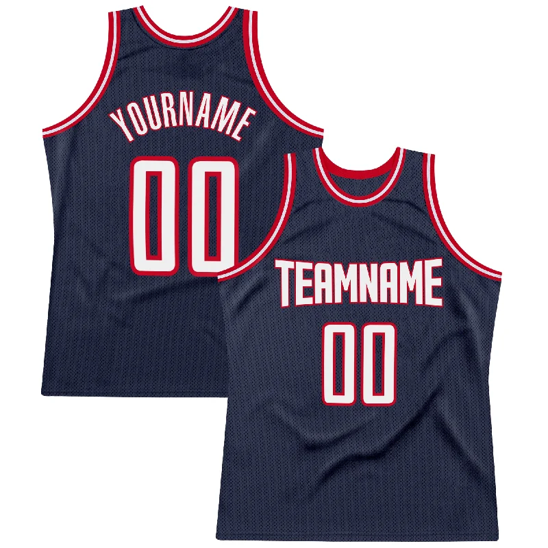 Basketball Jersey For Influencer Fans-Custom Navy White-Red Authentic Throwback Basketball Jersey