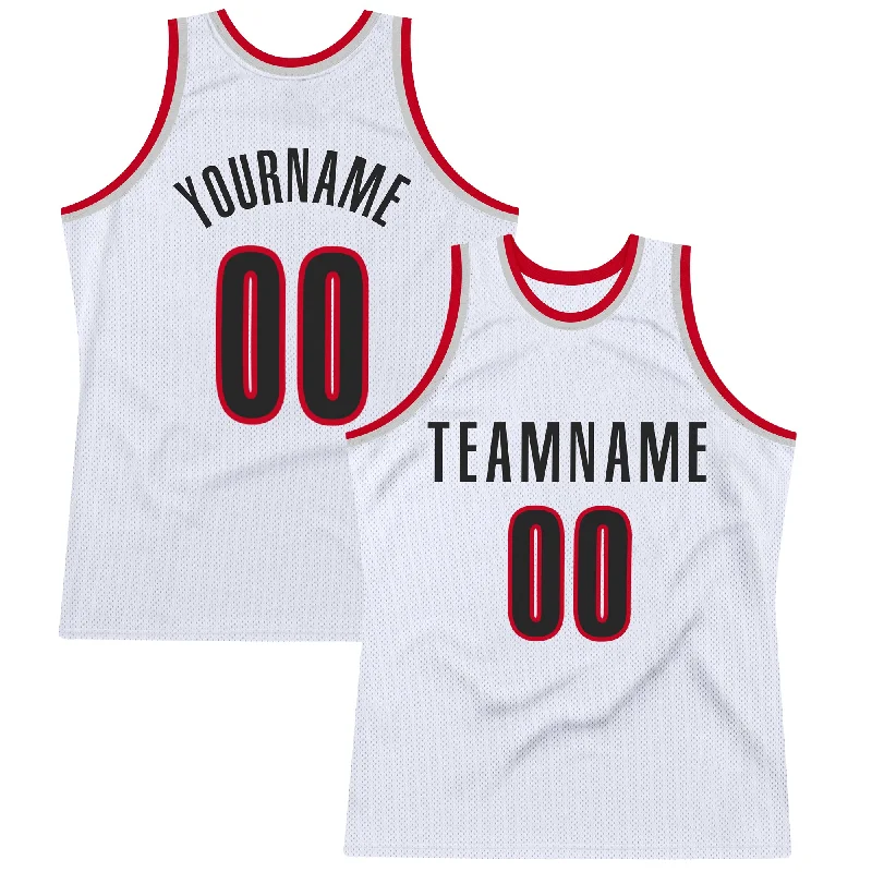 Basketball Jersey For Historical Fans-Custom White Black-Red Authentic Throwback Basketball Jersey