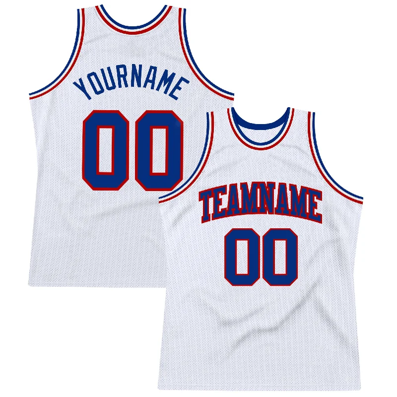 Basketball Jersey For Dynamic Play-Custom White Royal-Red Authentic Throwback Basketball Jersey