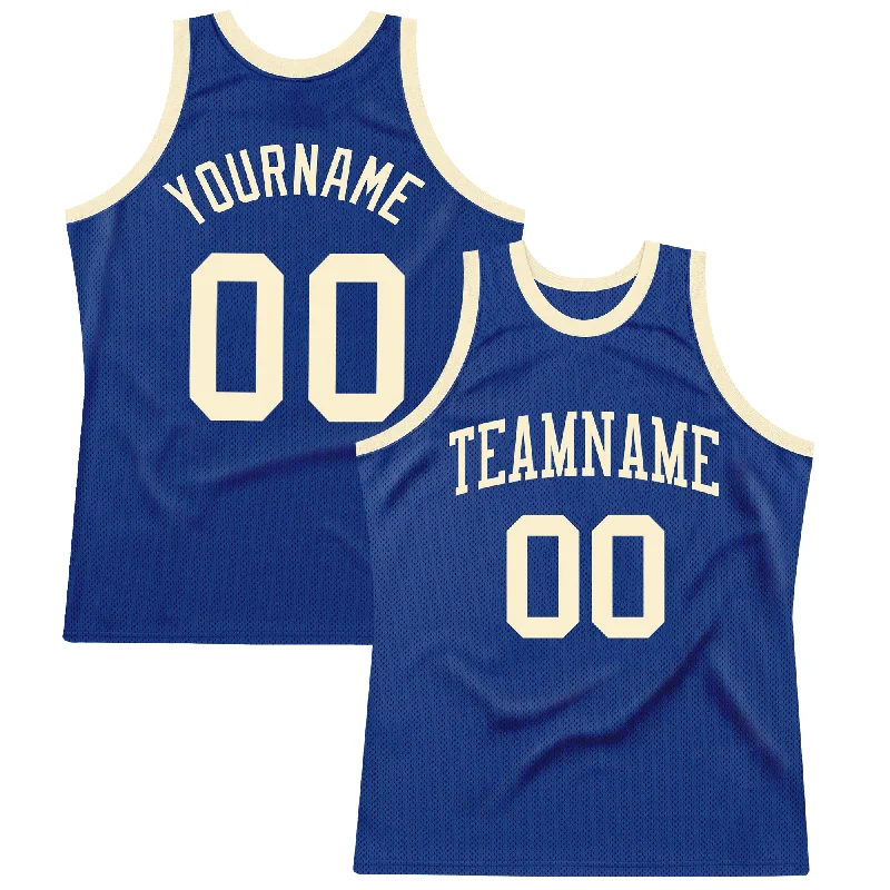 Basketball Jersey For Concrete Courts-Custom Royal Cream Authentic Throwback Basketball Jersey