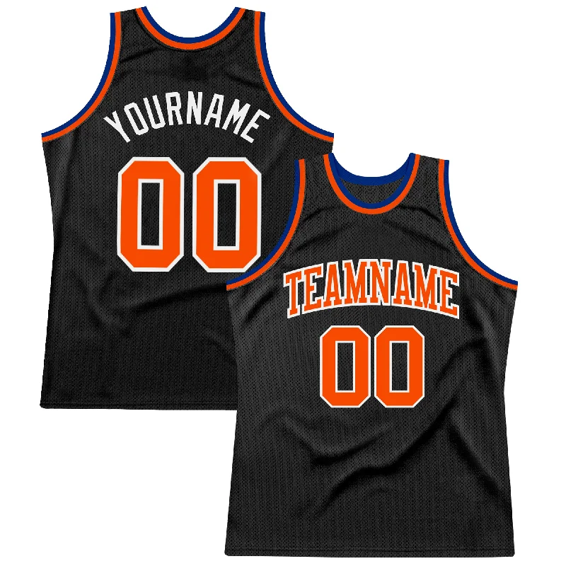 Basketball Jersey With Bold Patterns-Custom Black Orange-Royal Authentic Throwback Basketball Jersey