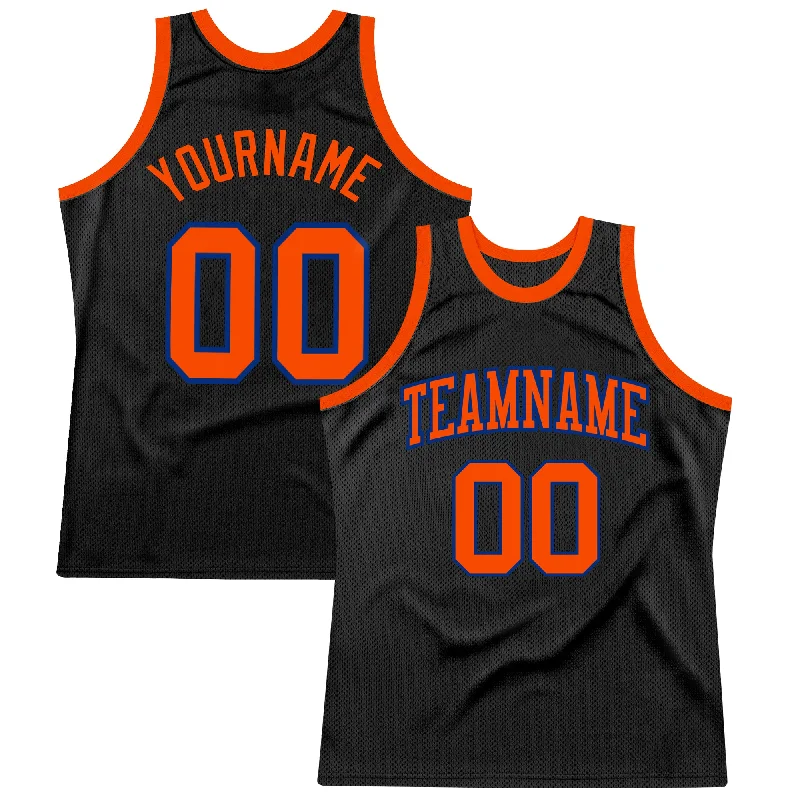 Basketball Jersey By Puma-Custom Black Orange-Royal Authentic Throwback Basketball Jersey