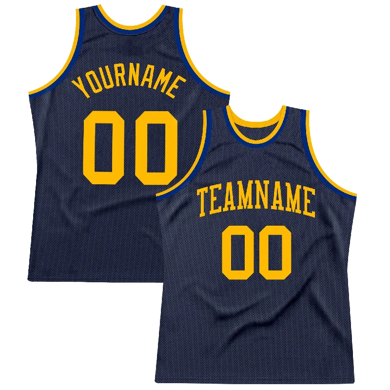 Basketball Jersey With Modern Cut-Custom Navy Gold-Royal Authentic Throwback Basketball Jersey