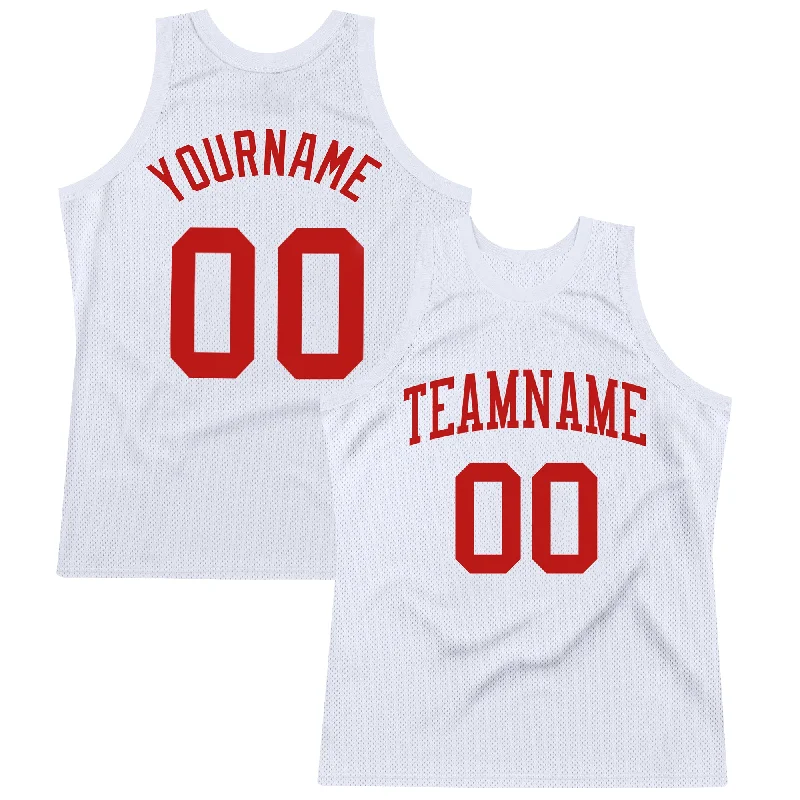 Basketball Jersey With Moisture-Wicking-Custom White Scarlet Authentic Throwback Basketball Jersey