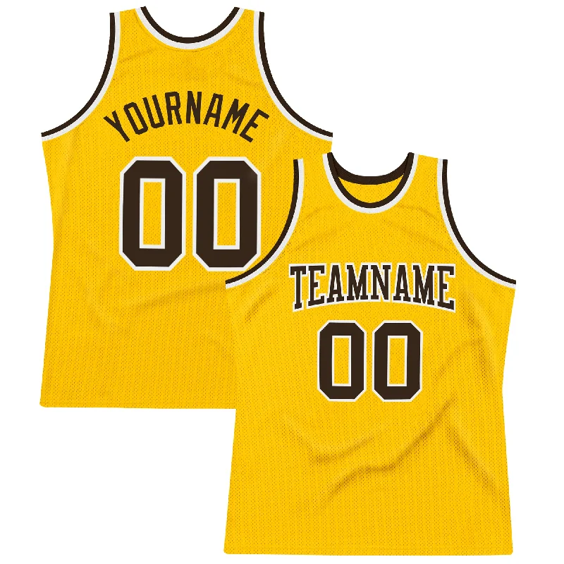 Basketball Jersey For Hardcore Supporters-Custom Gold Brown-White Authentic Throwback Basketball Jersey