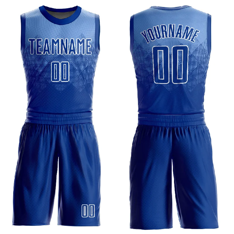 Basketball Jersey With Fast Delivery-Custom Light Blue Royal-White Round Neck Sublimation Basketball Suit Jersey