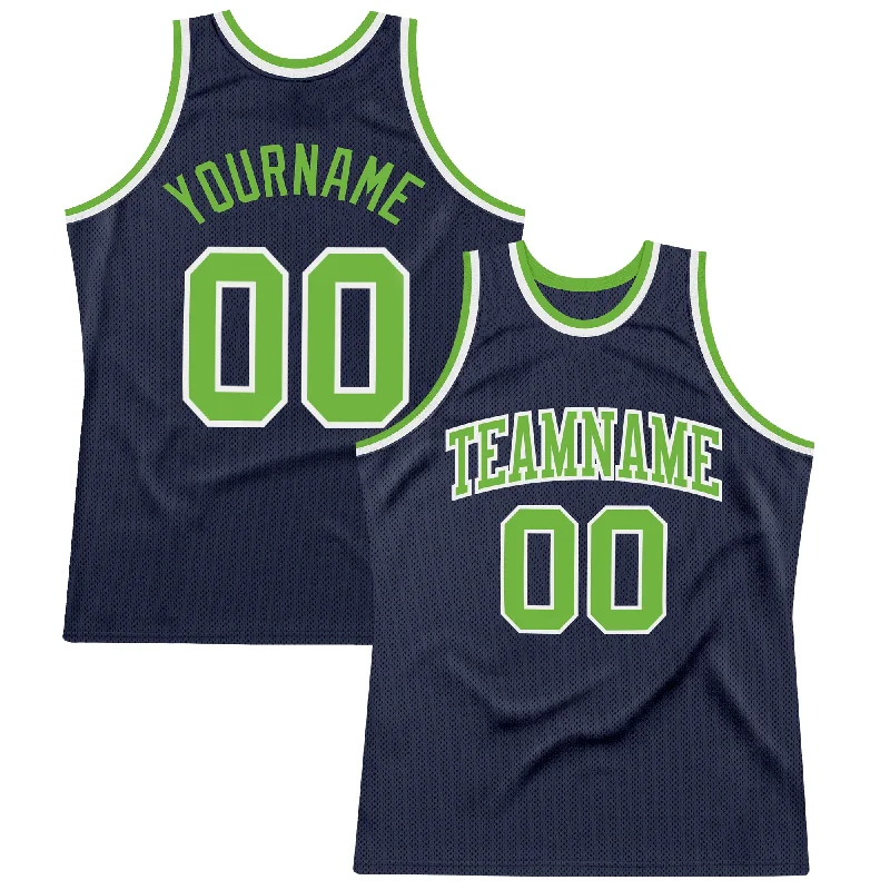 Basketball Jersey For Historical Fans-Custom Navy Neon Green-White Authentic Throwback Basketball Jersey