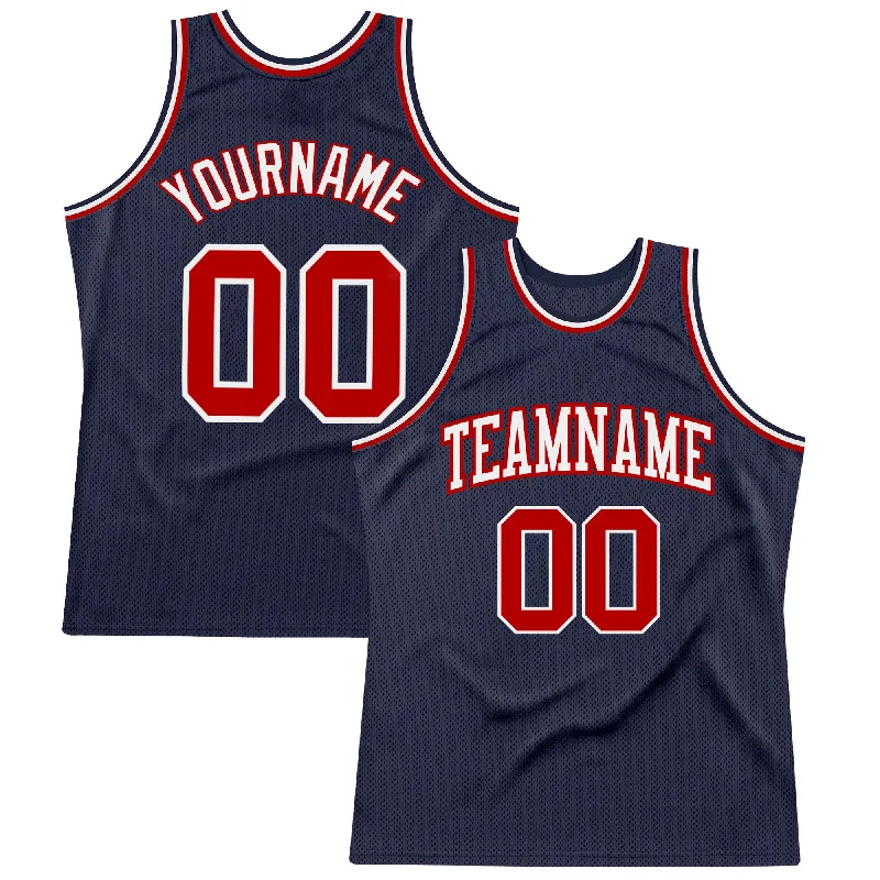 Basketball Jersey For Memorabilia-Custom Navy Red-White Authentic Throwback Basketball Jersey