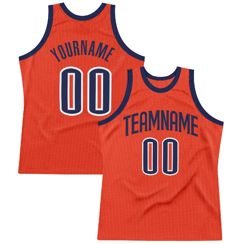 Basketball Jersey For Streetball-Custom Orange Navy-White Authentic Throwback Basketball Jersey