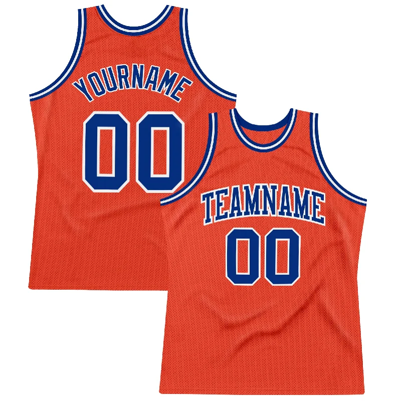 Basketball Jersey For Winter Warmth-Custom Orange Royal-White Authentic Throwback Basketball Jersey