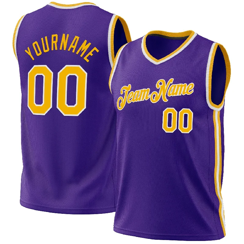 Basketball Jersey With Seasonal Styles-Custom Purple Gold-White Authentic Throwback Basketball Jersey