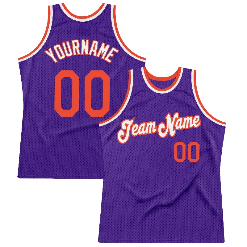 Basketball Jersey Under 50 Dollars-Custom Purple Orange-White Authentic Throwback Basketball Jersey