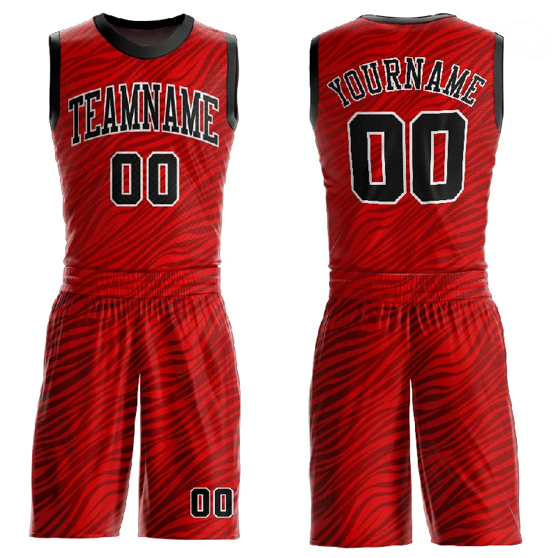 Basketball Jersey For Playoff Fans-Custom Red Black-White Round Neck Sublimation Basketball Suit Jersey