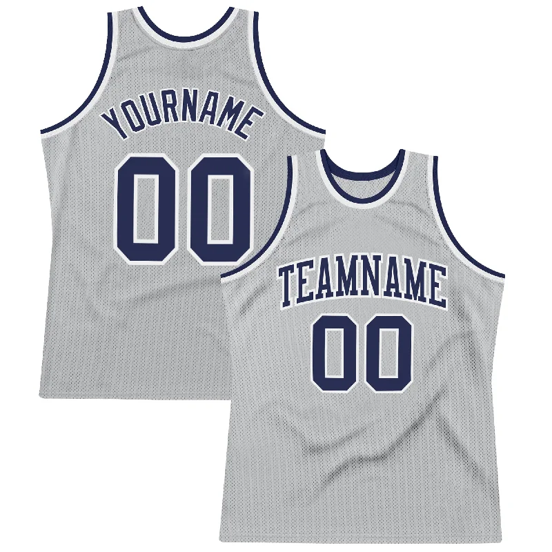 Basketball Jersey For Game Night-Custom Gray Navy-White Authentic Throwback Basketball Jersey