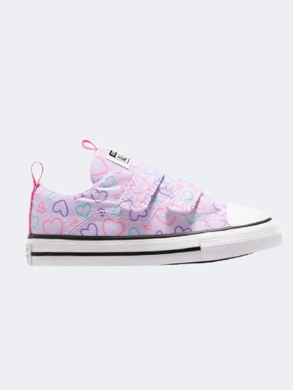 Basketball Shoes With Foam Midsole-Converse Chuck Taylor All Stars Rave 2V Happy Hearts Infant-Girls Lifestyle Shoes Lavender/White