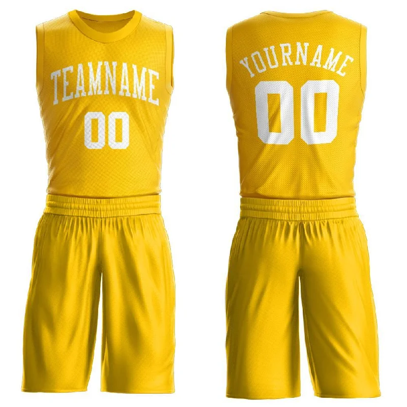 Basketball Jersey With Player Names-Custom Gold White Round Neck Suit Basketball Jersey