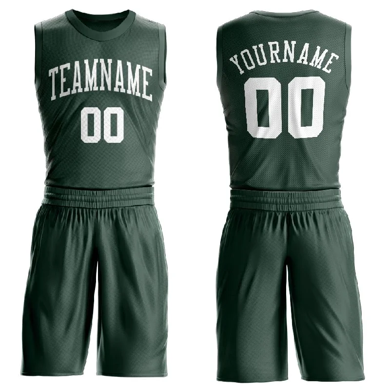 Basketball Jersey For Longevity-Custom Hunter Green White Round Neck Suit Basketball Jersey