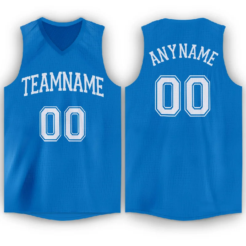 Basketball Jersey For 90s Nostalgia-Custom Blue White V-Neck Basketball Jersey