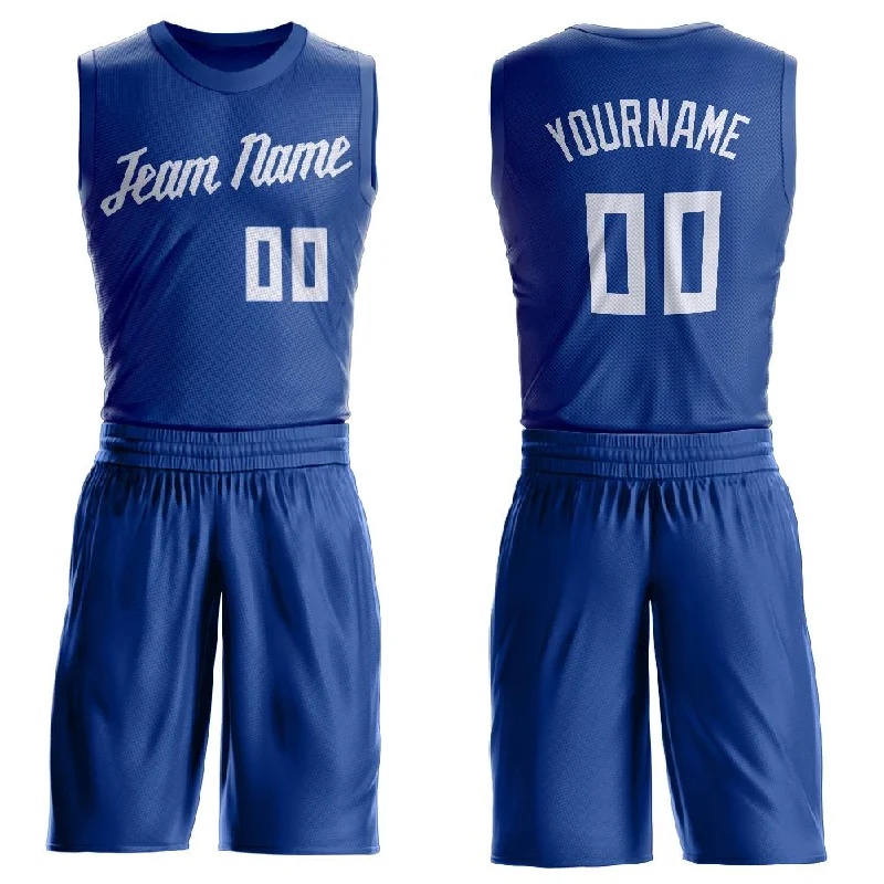 Basketball Jersey For Local Clubs-Custom Royal White Round Neck Suit Basketball Jersey