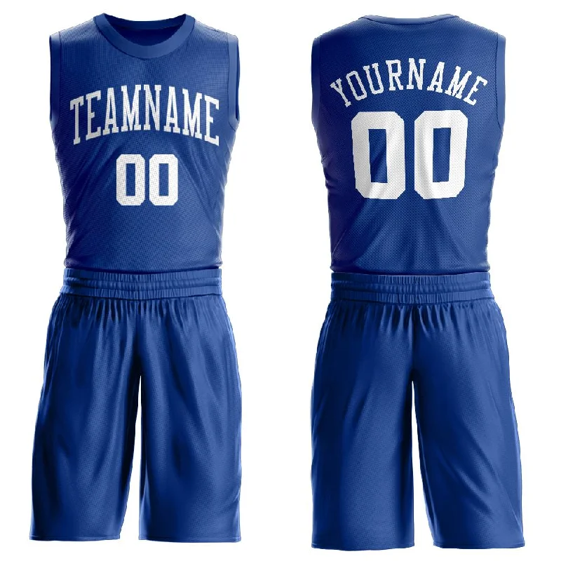 Basketball Jersey For College Fans-Custom Royal White Round Neck Suit Basketball Jersey