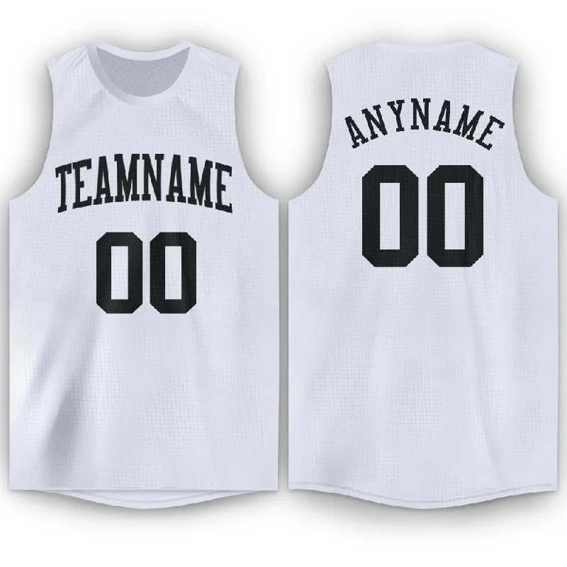 Basketball Jersey For Men-Custom White Black Round Neck Basketball Jersey