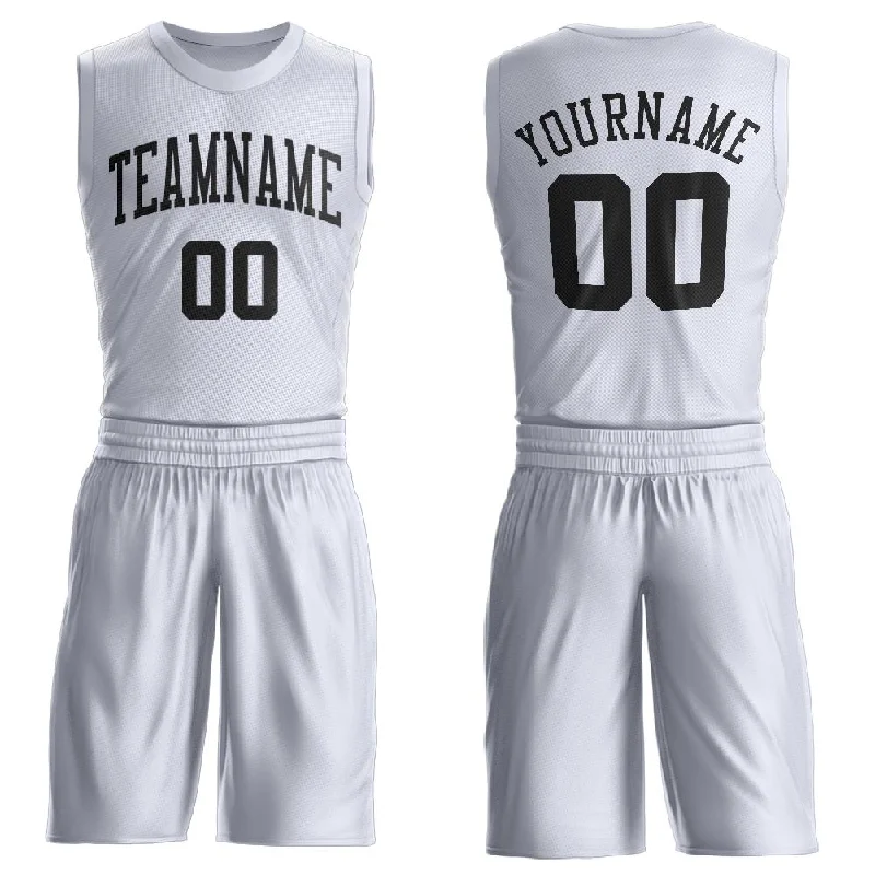 Basketball Jersey With Stain Resistance-Custom White Black Round Neck Suit Basketball Jersey