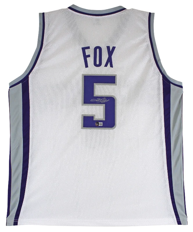 Basketball Jersey With Compact Fold-De'Aaron Fox Authentic Signed White Pro Style Jersey Autographed BAS Witnessed