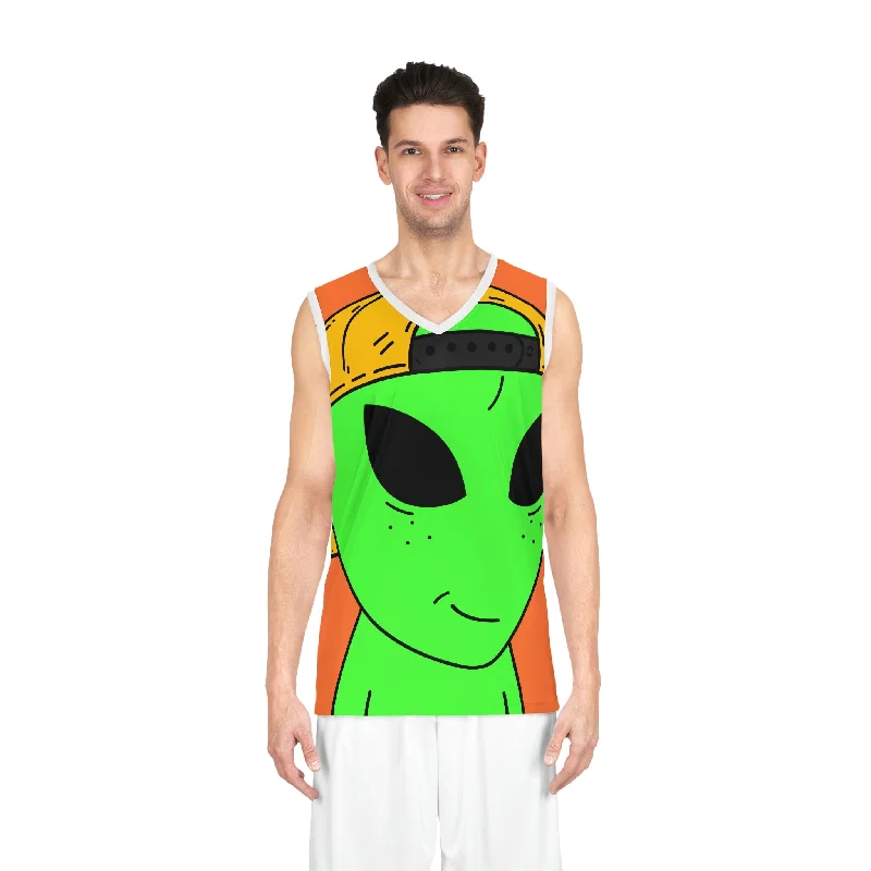 Basketball Jersey For Tight Fit-Happy Smirk Alien Visitor Basketball Jersey (AOP)