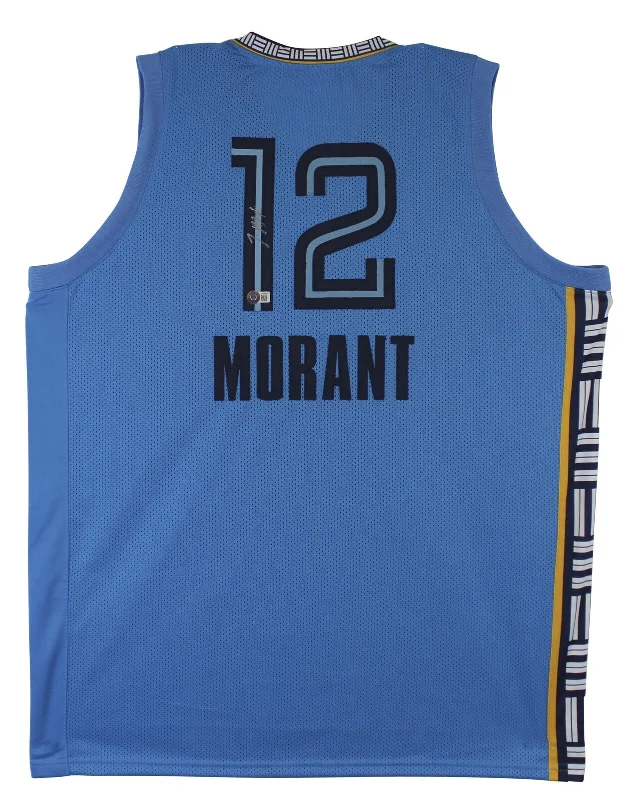 Basketball Jersey For Memorabilia-Ja Morant Authentic Signed Light Blue Pro Style Jersey Autographed BAS