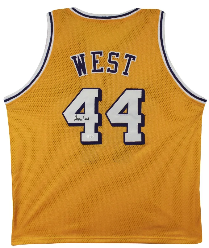 Basketball Jersey For Plus Sizes-Jerry West Authentic Signed Yellow Pro Jersey Autographed JSA Witness #WIT37615