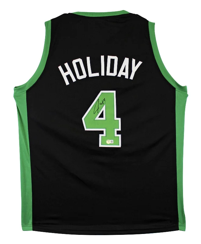 Basketball Jersey With Celebrity Wears-Jrue Holiday Authentic Signed Black Pro Style Jersey Autographed BAS Witnessed